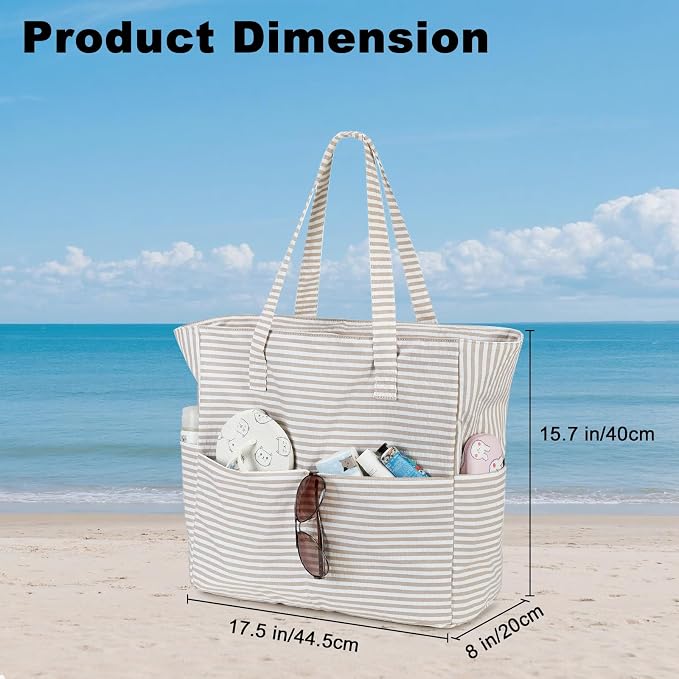LEDAOU Beach Bag Waterproof Sandproof Women Beach Tote Pool Bag with Zipper for Swim Gym Grocery Travel with Wet Pocket | Sandproof - Image 8