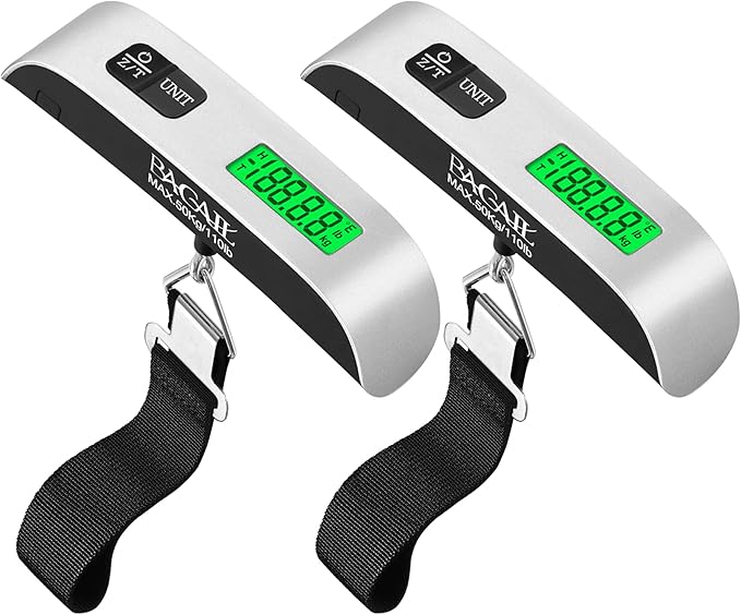 BAGAIL Digital Luggage Scale, 110lbs Hanging Baggage Scale with Backlit LCD Display, Portable Suitcase Weighing Scale, Travel Luggage Weight Scale with Hook, Strong Straps for Travelers by BAGAIL