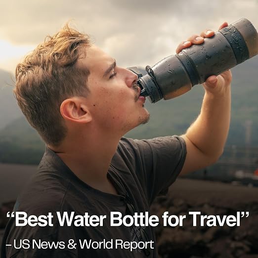 Water-to-Go Water Filter Bottle, 1 Liter, Cloud Grey | International Travel, Portable Purification, Eco-Friendly Bioplastic, New Leak-Proof Lid, Filters Viruses - Image 3