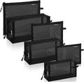Set of 6 Travel Mesh Makeup Bag, Cosmetic Organizer Pouches with Zipper, Diaper Organizing Pouches, Nylon Toiletries Bag for Women and Men(6pcs, Black) by SUPACOOL