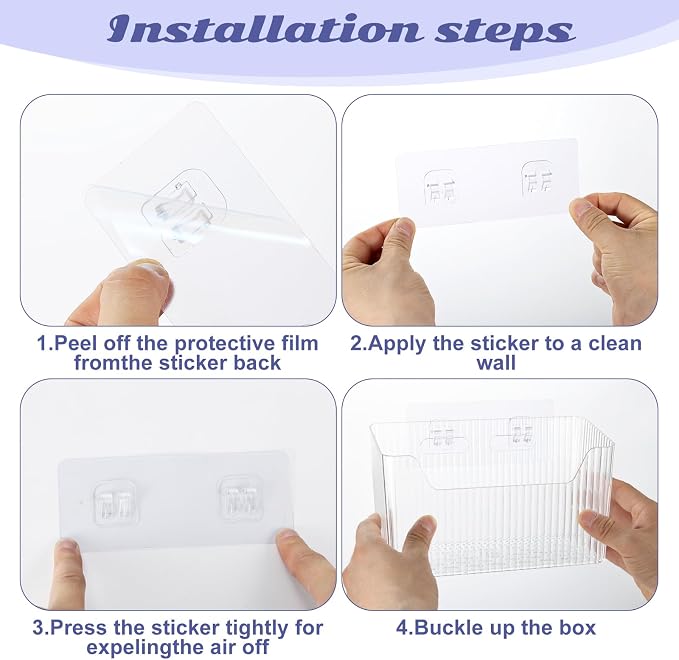 4 PCS Adhesive Cabinet Door Organizer, 2 Size Wall Mounted Inside Cabinet Storage Caddy, Under Sink Door Storage Shelf for Kitchen Bathroom Office - Image 4