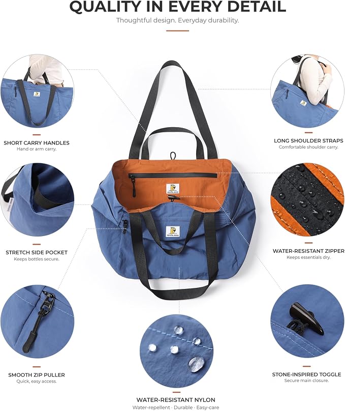 Reversible Travel Tote Bag, Foldable Carry On Shoulder Bag with Large Capacity for Airport, Shopping, Gym & Daily Use - Image 5