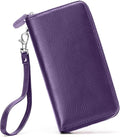 Moflycom Womens Wallet RFID Blocking Genuine Leather Zip Around Wallet Clutch Wristlet Travel Long Purse for Women by Moflycom