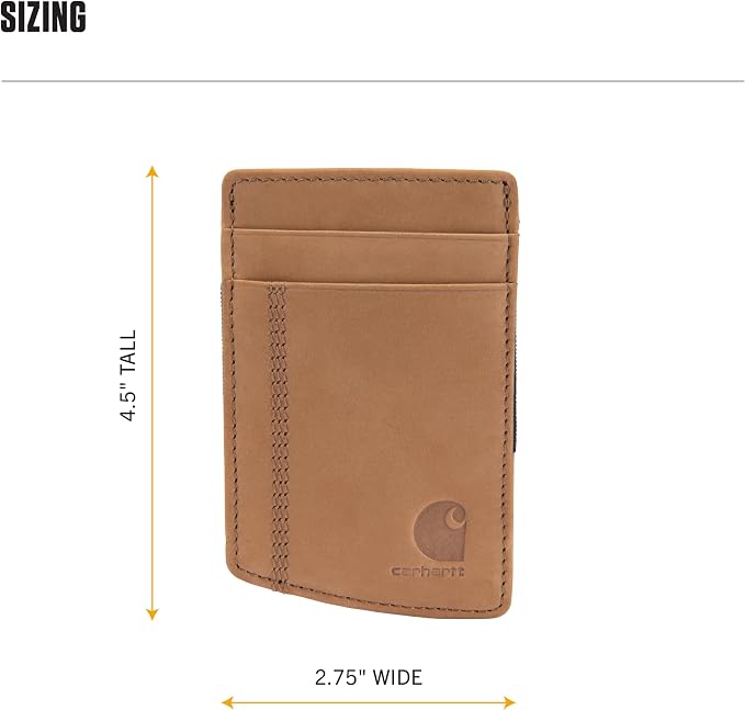 Carhartt Men’s Full Grain Saddle Leather Wallets, RFID Blocking Bifold, Trifold, and Front Pocket Options, Gifts for Men - Image 6