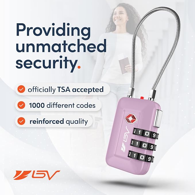 TSA Accepted Luggage Travel Lock, Set-Your-Own Combination Lock for School Gym Locker, Luggage Suitcase Baggage Locks, Filing Cabinets, Toolbox, Case (Purple, 2 Pack) - Image 4