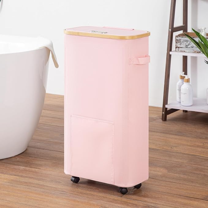 Vincona Laundry Basket with Wheels, Tall Dirty Clothes Hamper on Wheels, Rolling Laundry Hamper with lid for Dorm, Bedroom and Bathroom - Image 5