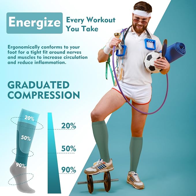 Compression Socks for Women & Men 6 Pairs | 20-30 mmHg Breathable & Moisture-Wicking Comfortable & Skin-Friendly Knee High Support Socks for Nurse, Travel, Pregnancy - Image 4