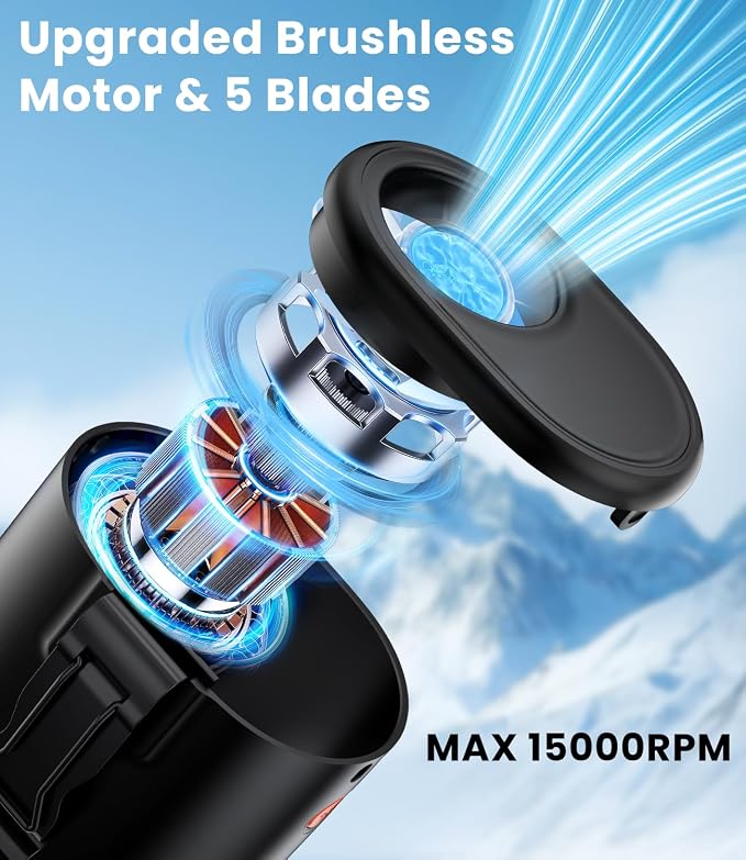 Portable Waist Fan, 6 Speeds 15000RPM Strong Turbo Airflow, 5200mAh Battery Powered Personal Fan Rechargeable, Wearable Hands-Free Shirt/Belt/Body Fan for Work, Outdoor, Travel_Dark Gray - Image 2