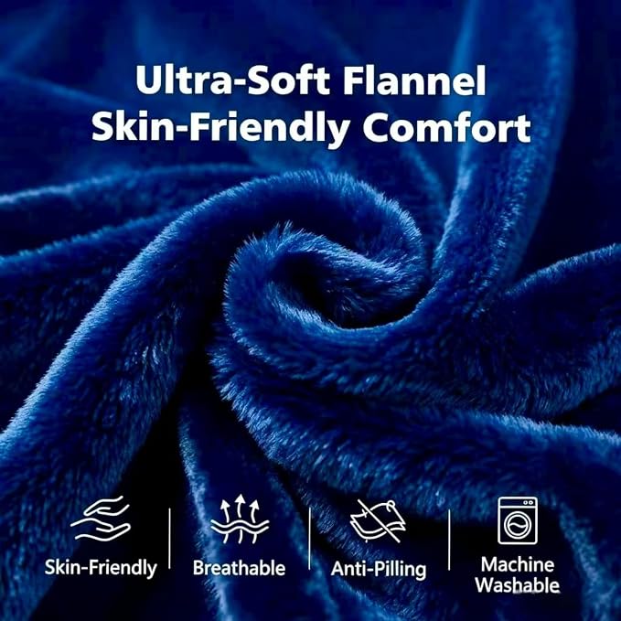 Packable Travel Throw Blanket, Navy Blue | Soft lightweight wearable travel accessory with carry pouch, airplane blanket, road trips, office naps,outdoor camping - Image 5