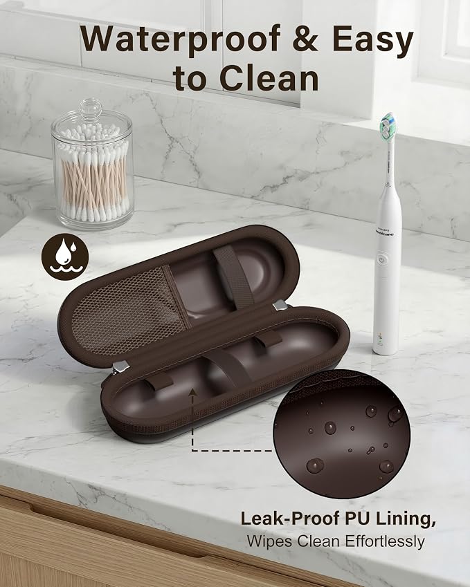ProCase Toothbrush Travel Case for Oral-B/Oral-B Pro 1000 1500 5000 7000 7500 6000 9600/Philips Sonicare 4100 5100 1100 6100 5300 Oral-B iO Electric Toothbrush Portable Hard Container -Chocolate - Image 3