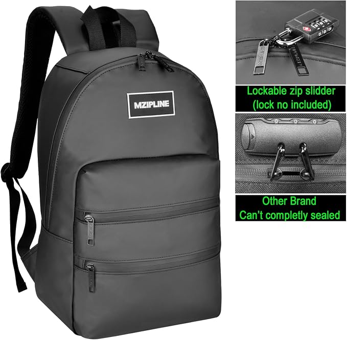 Small Backpack Bag-Water Resistant Daypack Travel bag with Activated Carbon Lined for Men & Women Travel (Black) - Image 2