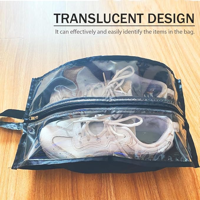 Shoe Bags for Travel 6 Pack Large Multi-color Shoe Pouch for Men Women Waterproof Translucent Portable Shoe Organizer bag with Sturdy Zipper and Handle - Image 4