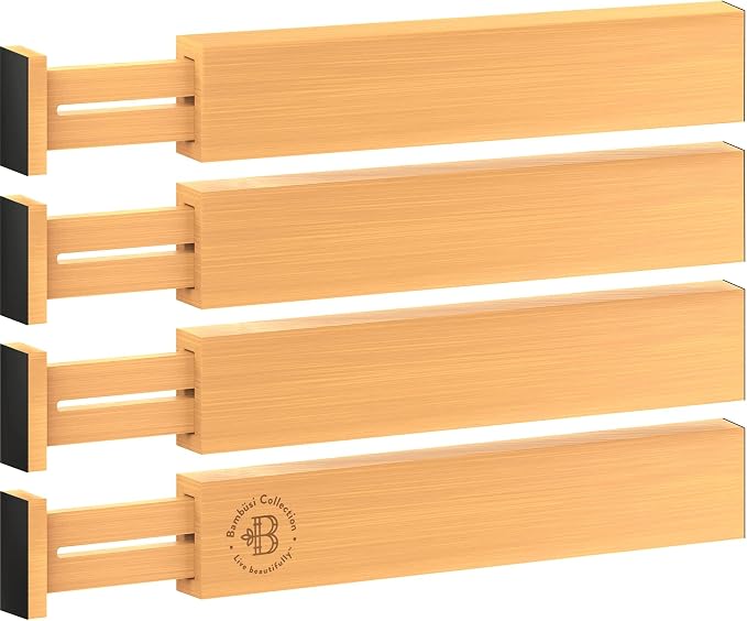 4-Pack Drawer Dividers 2.6-Inch High Dresser Drawer Organizer 16 to 22 Inch | Bamboo, Spring Loaded, No Tools Needed, Fits Wide Drawers for Socks, Clothes, Utensils, Bedroom, Bathroom, Kitchen, Office - Image 9