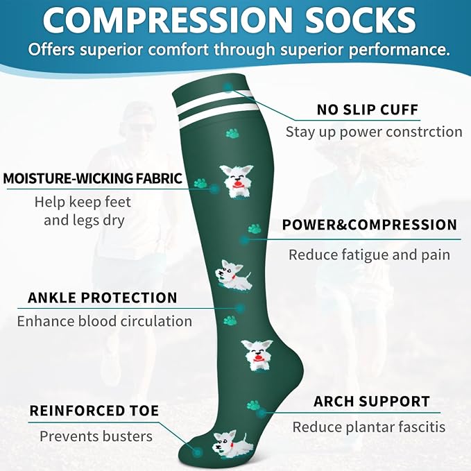 6 Pack Copper Compression Socks for Women and Men Circulation-Best Support for Medical,Running,Nursing,Athletic - Image 5
