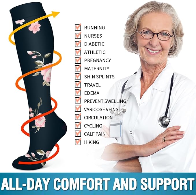 6 Pack Copper Compression Socks for Women and Men Circulation-Best Support for Medical,Running,Nursing,Athletic - Image 6