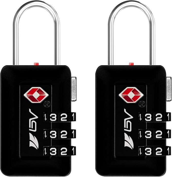 BV TSA Accepted Luggage Travel Lock, Set-Your-Own Combination Lock for School Gym Locker, Luggage Suitcase Baggage Locks, Filing Cabinets, Toolbox, Case (Black, 2 Pack) by BV