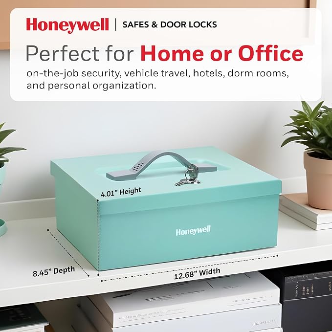 Honeywell Safes & Door Locks - Small Safe Box for Home - Fire Resistant Documents Lock Box with Keys - Steel Security with Key Lock for Personal Items, Jewelry, Money - 0.17 Cubic Feet - Teal - 6124TL - Image 3