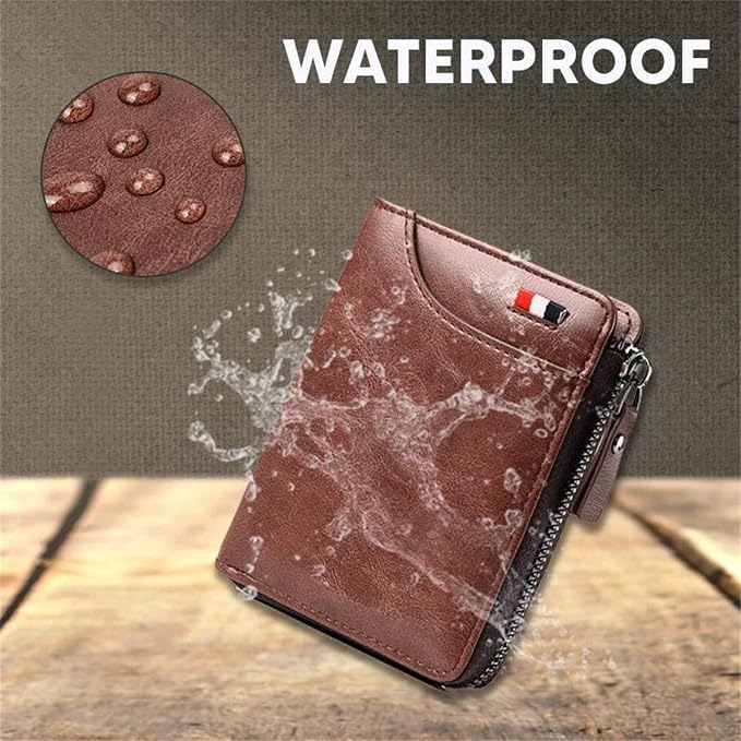 2023 New Multi-Functional RFID Blocking Waterproof Durable PU Leather Wallet, Large Capacity Zipper Wallets for Men Holds 1-14 Cards, Soft Slim Genuine Leather RFID Blocking Wallet Technology (BLACK) - Image 4