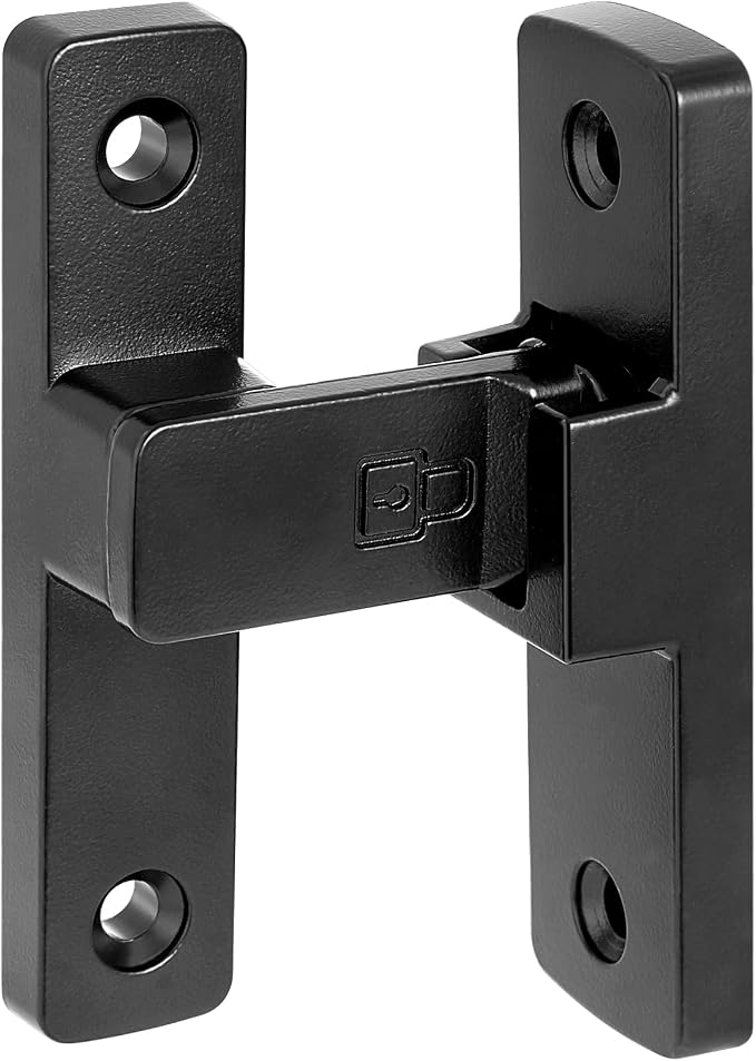 Black 90 Degree Barn Door Lock ，Right Angle Door Lock Latch | Zinc Alloy Flip Gate Latches,for bedroom,garage,balcony,barn,sliding door,bathroom,window,cabinet,drawer,pet enclosures - Image 5