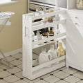 SoBuy 4 Tier Slim Rolling Cart with Wheels, Slim Storage Cart, White | Narrow Bathroom Storage Cabinet, Round Handle, Hidden Casters, 7.09" Gap Cart For Kitchen, Bathroom & Laundry by SoBuy