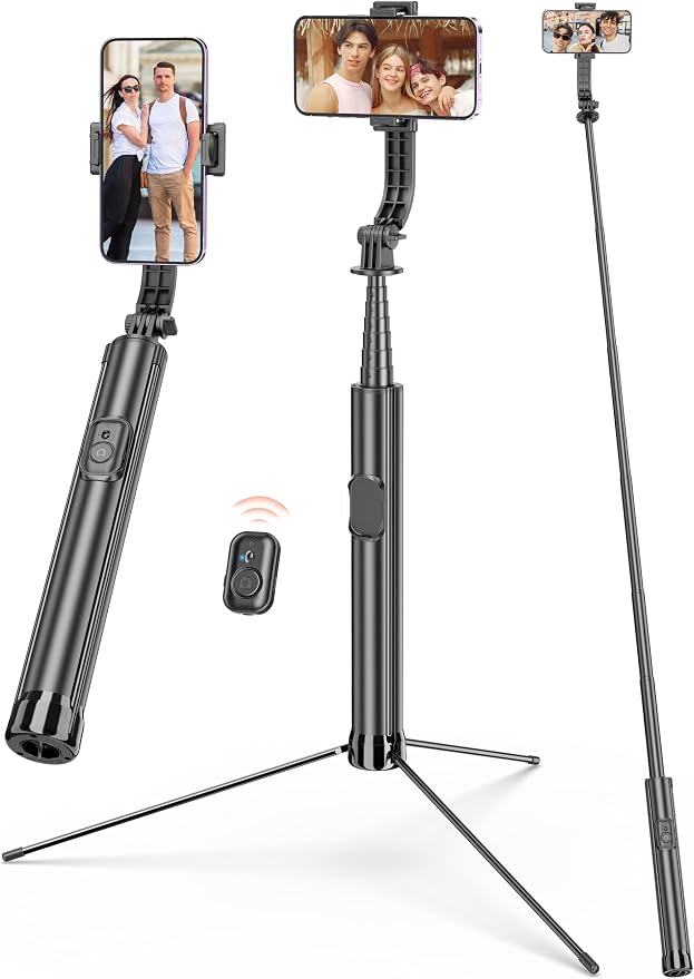 75" Phone Tripod & Selfie Stick, Extendable Cell Phone Tripod Stand with Wireless Remote and PhoneHolder, Stable Travel Tripods for iPhone, Compatible with iPhone 17/16/15/14/13 Pro Max/Android by SelfieShow