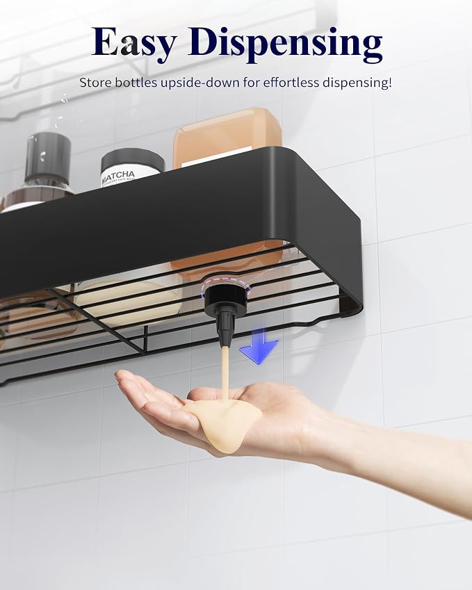 Kitsure Shower Caddy Adhesive, Stylish Shower Organizer, X-Large, Black | 2 Pack Shower Shelf for Inside Shower, 100% Rustproof Metal Shelves, No-Drill Bathroom Organizers and Storage - Image 6