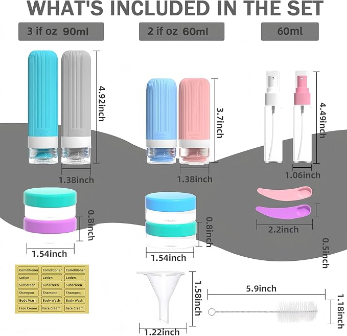 Vitog 16 Pack Travel Bottles Set, TSA Approved Silicone Toiletry Containers for Shampoo & Conditioner, Leak Proof Refillable Traveling Size Liquid Containers, Travel Essentials Toiletry Bottles - Image 2