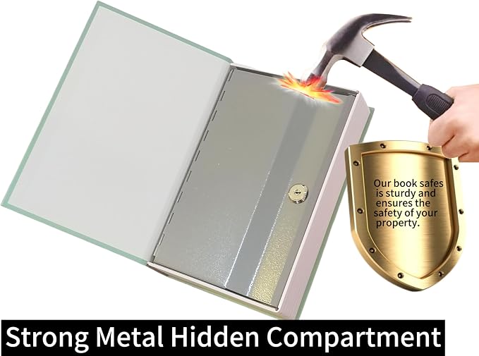 Book Safe with Key Lock - Hidden Compartment Security Box for Cash, Jewelry & Passports | Portable Steel Lockbox for Home, Office, Travel | 9.5"x6.2"x2.2" | Cosmetic Bag Included(The Little Women) - Image 4