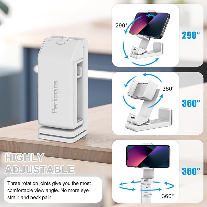 Perilogics Airplane Phone Holder Mount Universal in Flight Hands Free Viewing with Multi-Directional Dual 360 Degree Rotation (White) - Image 6