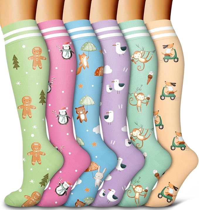 6 Pack Copper Compression Socks for Women and Men Circulation-Best Support for Medical,Running,Nursing,Athletic by Bluemaple