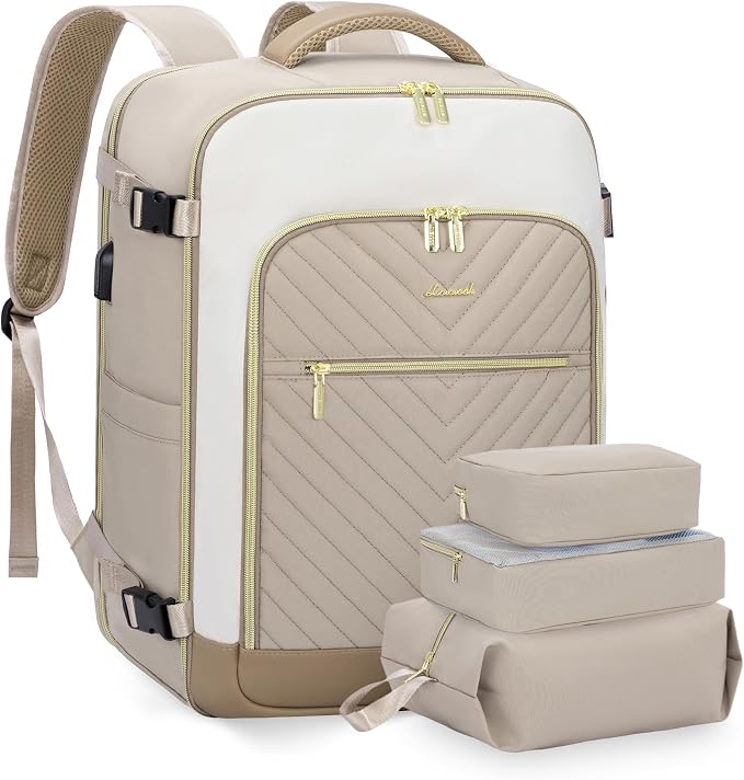 LOVEVOOK Large Travel Backpack for Women, 50L Carry on Backpack Airplane Approved, TSA Personal Item Travel Bag for Women fits 18" Laptop, Waterproof Carry on Bags for airplanes with 3 Packing Cubes by LOVEVOOK