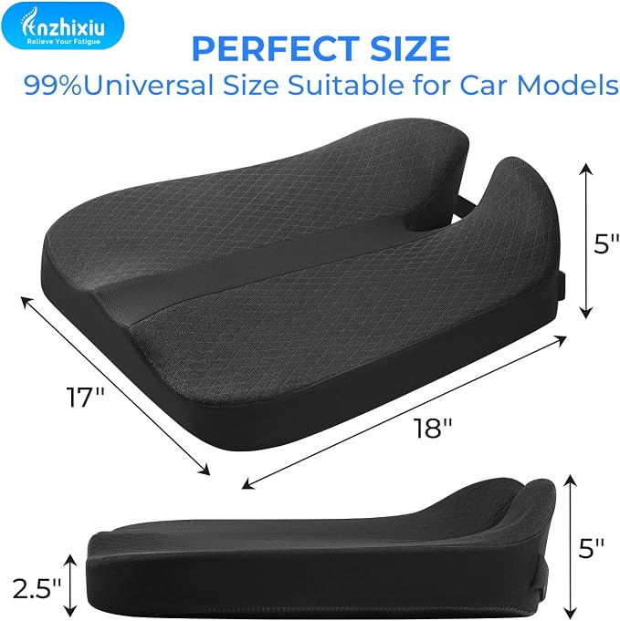 anzhixiu Elevated Car Seat Cushion for Improved View- Black | Heigtening Car seat cushion supports spine and reduces lower back pressure - Image 6