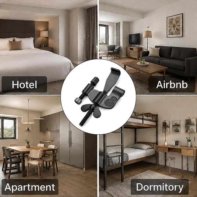 Portable Door Lock for Travel, Heavy Duty Metal Hotel Door Lock, Anti-Theft Door Jammer Security Door Lock for Travelers, Apartment, Bedroom, Vacation Rental Safety，Tool-Free Installation - Image 4