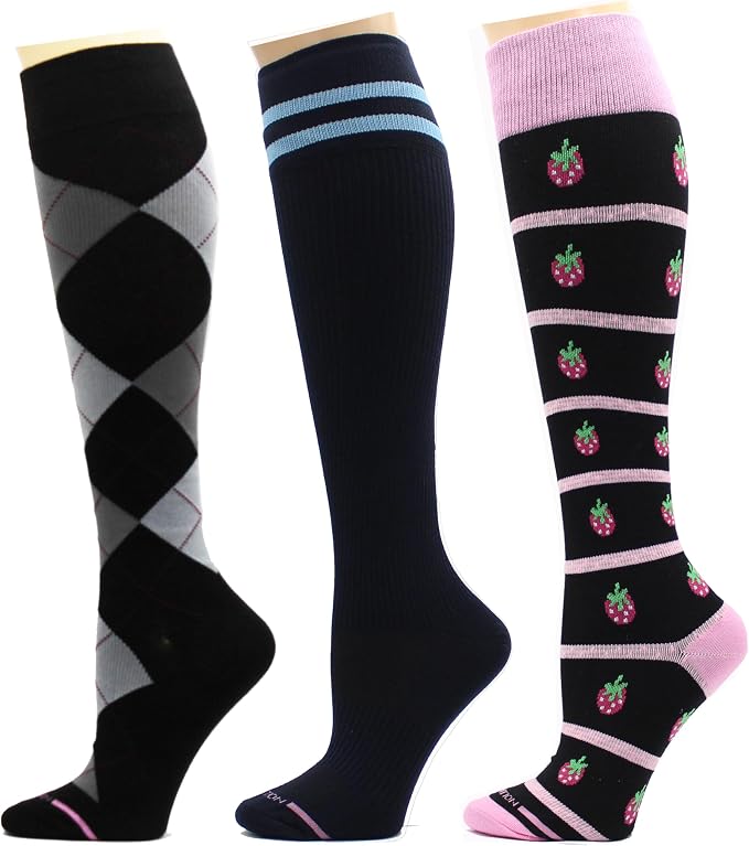 Dr. Motion 3 Pairs Therapeutic Graduated Compression Women's Knee-hi Socks by Dr.+Motion