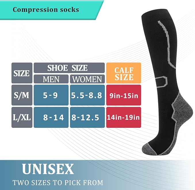 fenglaoda 6 Pairs Compression Socks for Women & Men Knee High Cute Circulation Socks for Nurse Pregnant Travel Athletic - Image 3