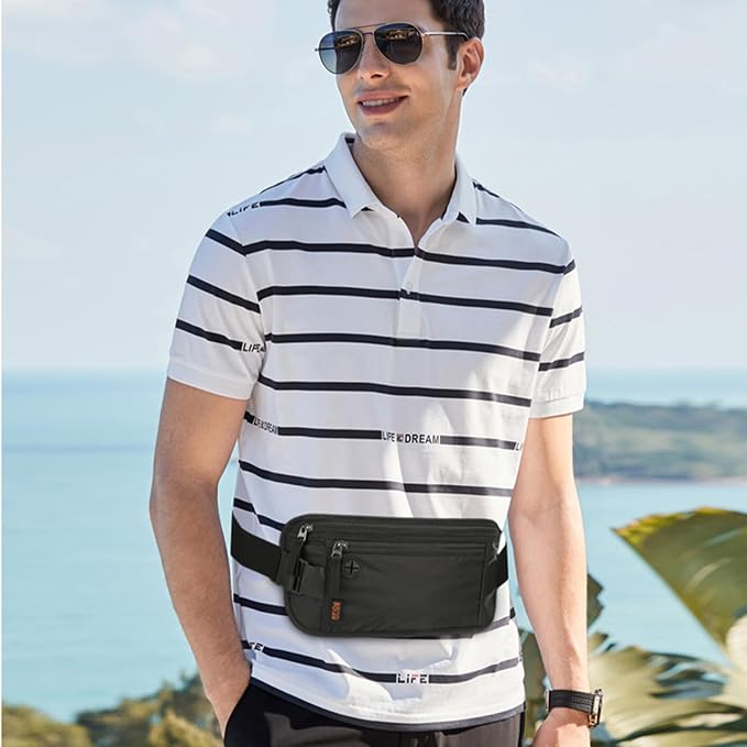Money Belt for Travel with Anti-Theft RFID Blocking Fabric, Phone Lanyard, Upgrade Larger Hidden Passport Holder, Slim Waist Wallet Men Women,Travel Pouch Fits Passport Phone Cash Cards, Black - Image 8