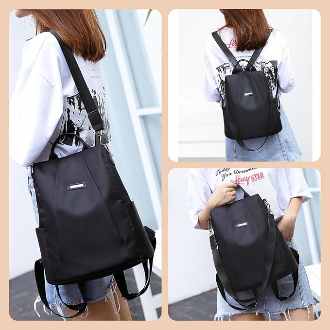 Women Backpacks Anti-Theft Ladies Backpack Purse, Women's Fashion Backpack Shoulder Bag with Replaceable Strap (Casual, Black) - Image 6