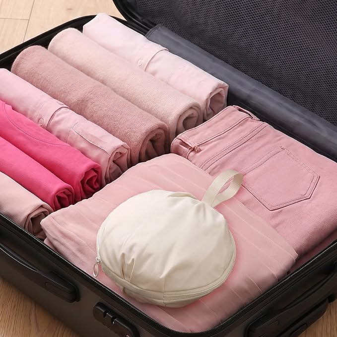 SHENLIU Travel Underwear Organizer Bag for Women, Portable Multi-Compartment Underwear Travel Cubes for Bras Lingerie, Luggage Packing Organizer for Suitcase Carry-Ons(Beige) - Image 5