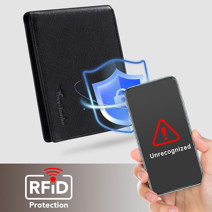 Travelambo Leather Wallet for Men, Slim Minimalist RFID Credit Card Holder | Mens Thin Bifold Pocket Wallet, Gift for Father, Crosshatch Black - Image 4