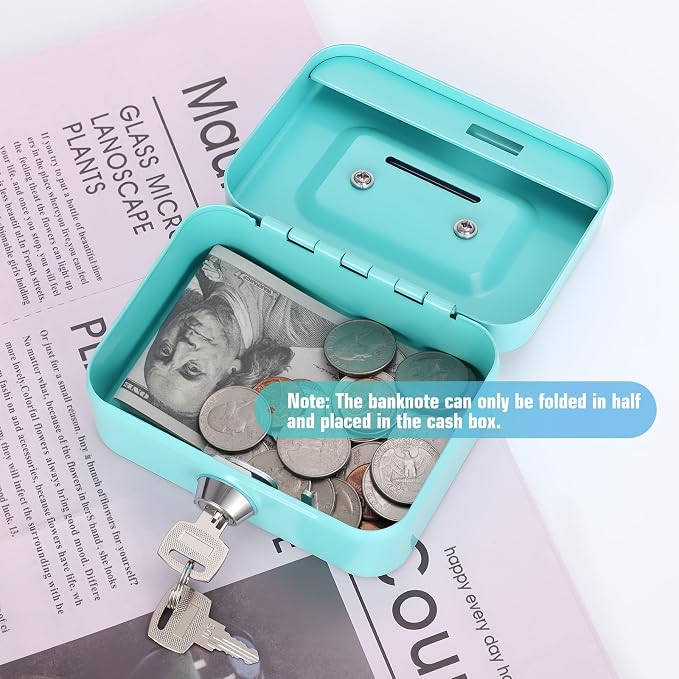 Cash Box with Lock Small Cute Coin Lock Box with Money Slot Mini Portable Winners Bank Safe Box 4.5"x3.4"x2.4" Green - Image 5