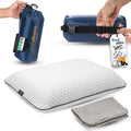 alkamto Travel & Camping Comfortable Memory Foam Pillow – Easy to Carry Portable Bag – Temperature Regulating Pillow Case by Alkamto
