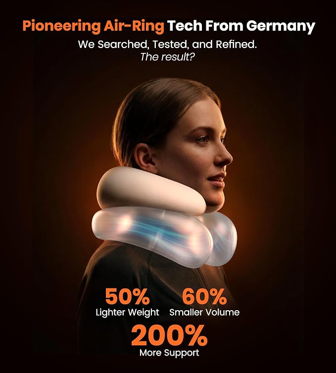 Neck Pillow for Traveling, Travel Pillows for Airplanes, Adjustable Neck Pillow Airplane Travel Essentials - 2 Layer Patented | Inflatable Air Loop & Memory Foam for 360° Ergonomic Support - Image 6