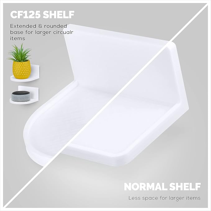 BRAINWAVZ 4.6" Round Baby Monitor Wall Mount Shelf, Adhesive & Easy to Install, Also for Cameras, Speakers, Decor, Toys, Bedroom, WiFi Routers, Kitchen, Cable Box & More, (CF125, White) - Image 7