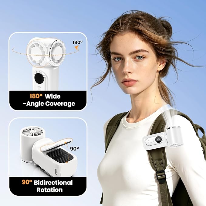 Portable Clip-On Mini Fan Handheld Turbo Fan with 100 Speeds 3000mAh | Rechargeable Stroller Fan Pocket Size USB Cooling Fan for Travel, Camping, Lash Tech & Office - Image 3