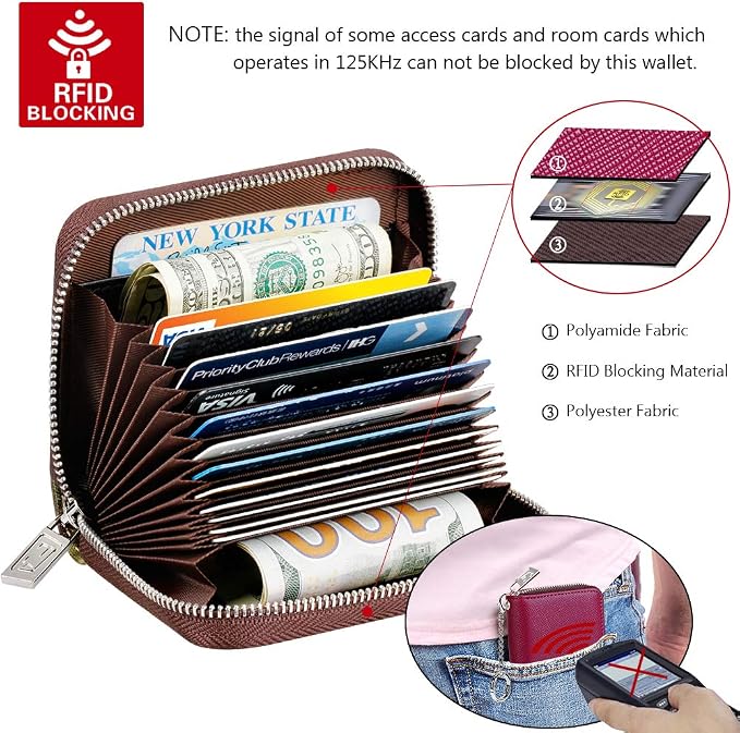 FurArt Zipper Wallet Women RFID Credit Card Holder keychain Wallet | ID Window RFID Blocking Compact Small business 15/16 slots - Image 5