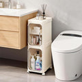Narrow Storage Cabinet,2-Tier Slim Bathroom Organizer with Wheels,Beige | Turns Unused Narrow Spaces into Organized Storage Slim Outside Spacious Inside Rolls Smoothly Locks Securely Snap Assembly by LXLXXL