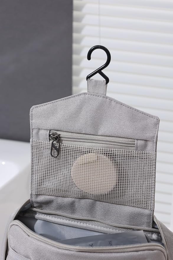 FabDay Small Travel Hanging Toiletry Bag Makeup Toiletries Bag Waterproof Men Gray - Image 6