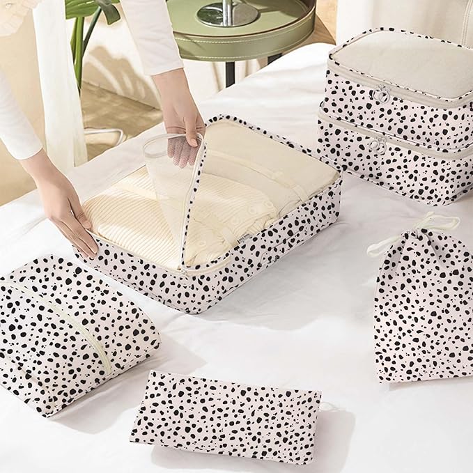 KPX 8 Set Packing Cubes for Travel, Luggage Packing Organizers Accessories Large Toiletries Bag for Clothes Shoes Cosmetics (Leopard) - Image 6