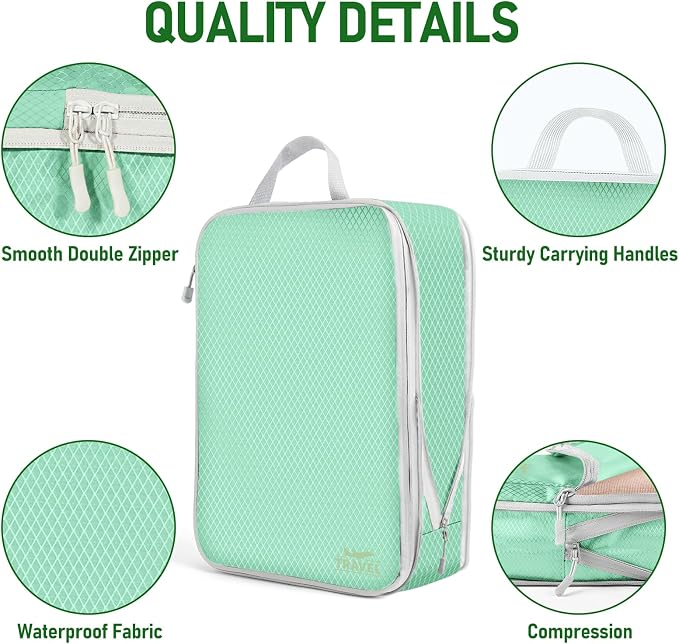 6 Set Compression Packing Cubes, Suitcase Organizer, Lightweight Travel Essentials, Compression Bags For Travel Accessories Luggage Storage Set (6Pcs, Matcha Green) - Image 4