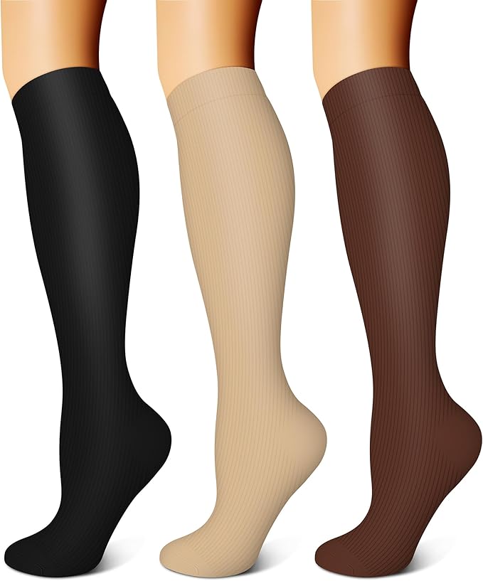 FEYHAY Copper Compression Socks (3 Pairs) 15-20 mmHg Circulation is Best Athletic & Daily for Men & Women, Running, Climbing by FEYHAY